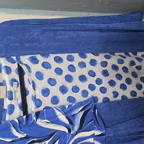 Chico's Southbeach Pantsuit Blue/White Trio - Picture 4 of 10